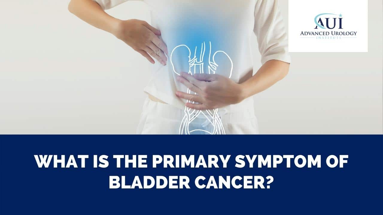 What is the primary symptom of bladder cancer?